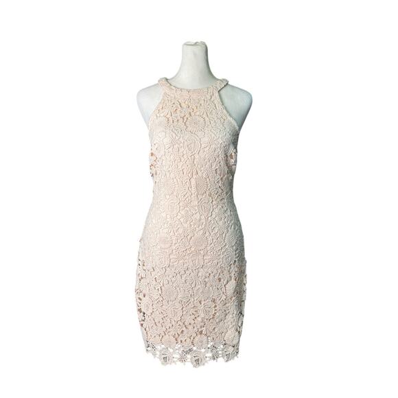 Lulus Womens Size Small Love Poem Blush Lace Halter Lined Mini Dress Bridal - Picture 1 of 10